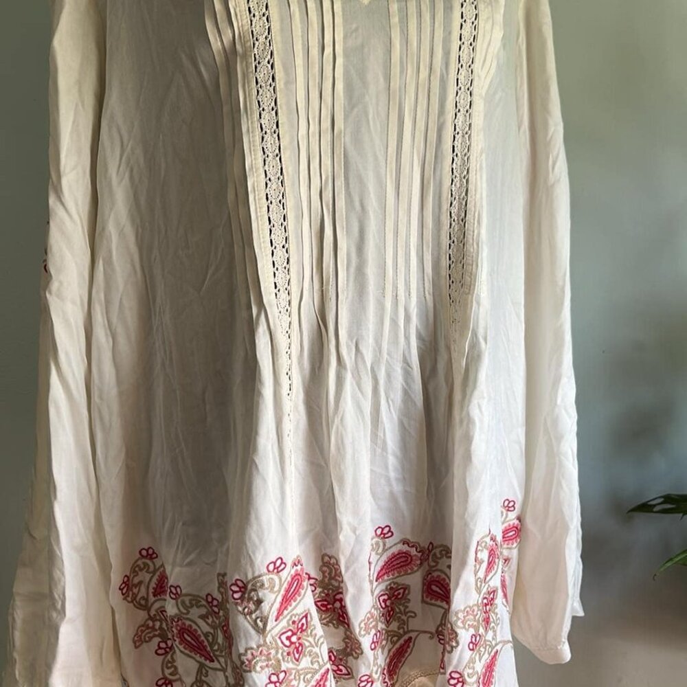 J Jill Plus Size 2XL Embroidered Boho Tunic Festival Hippie WhimsyFairy CottageC
